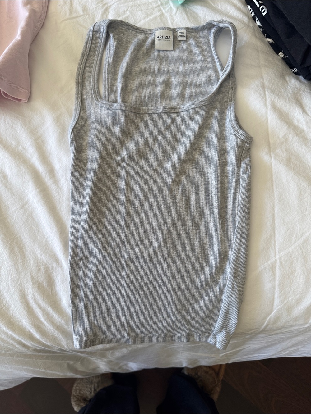 Aritzia Light Gray Ribbed Scoop Neck Tank